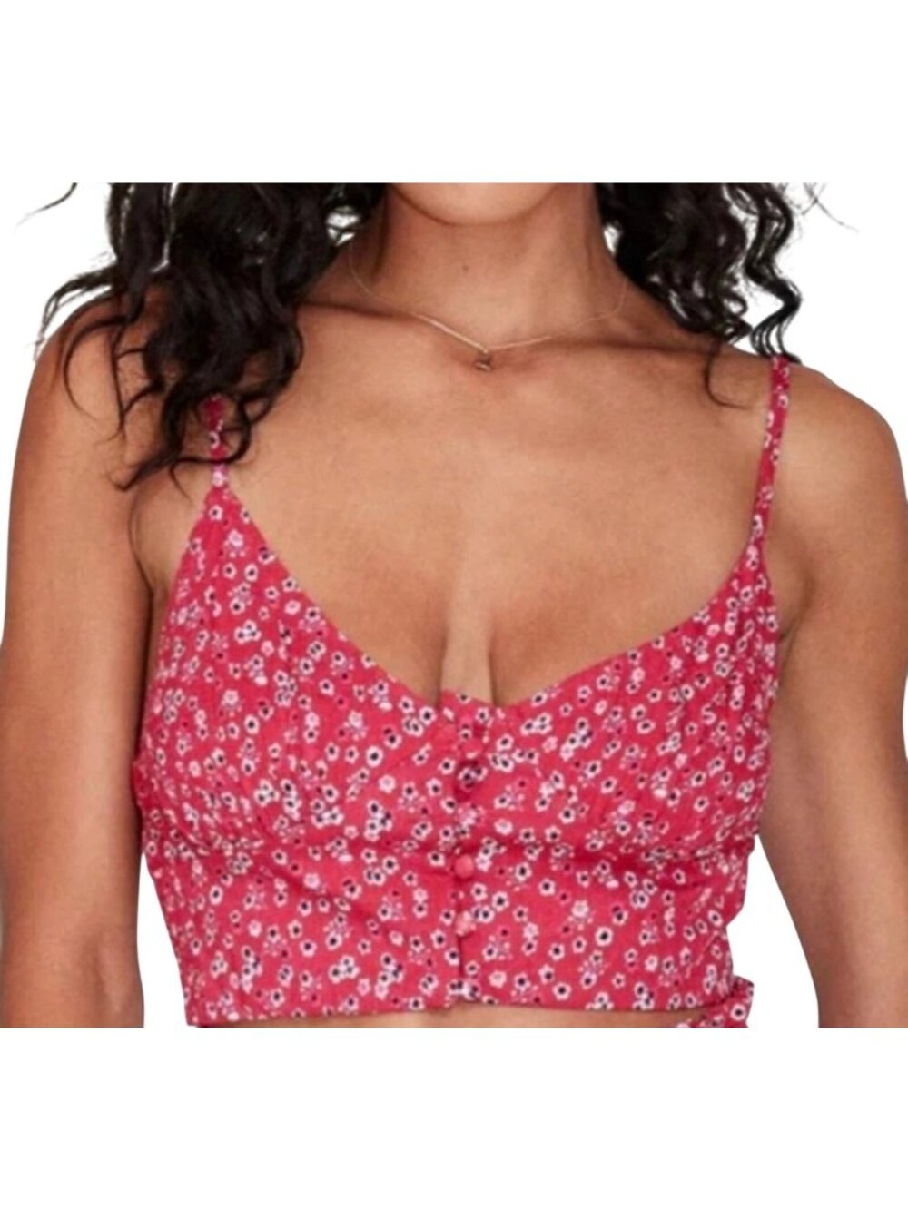 Princess Polly Crop Top Size 6 Ditsy Floral Button Up Sleeveless Bohemian Chic